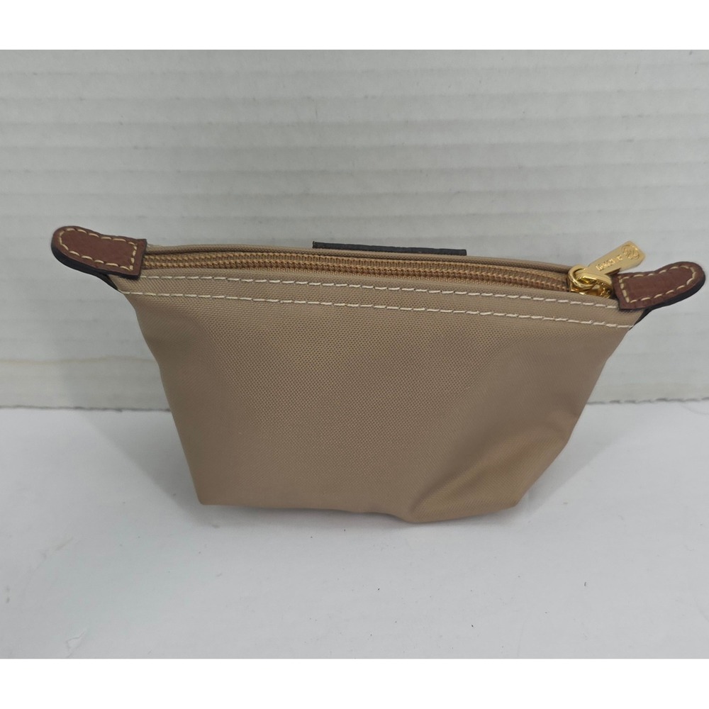 Longchamp Le Pliage Mini Coin Purse Beige Nylon Leather Trim Pouch 3693089841 - Picture 2 of 6